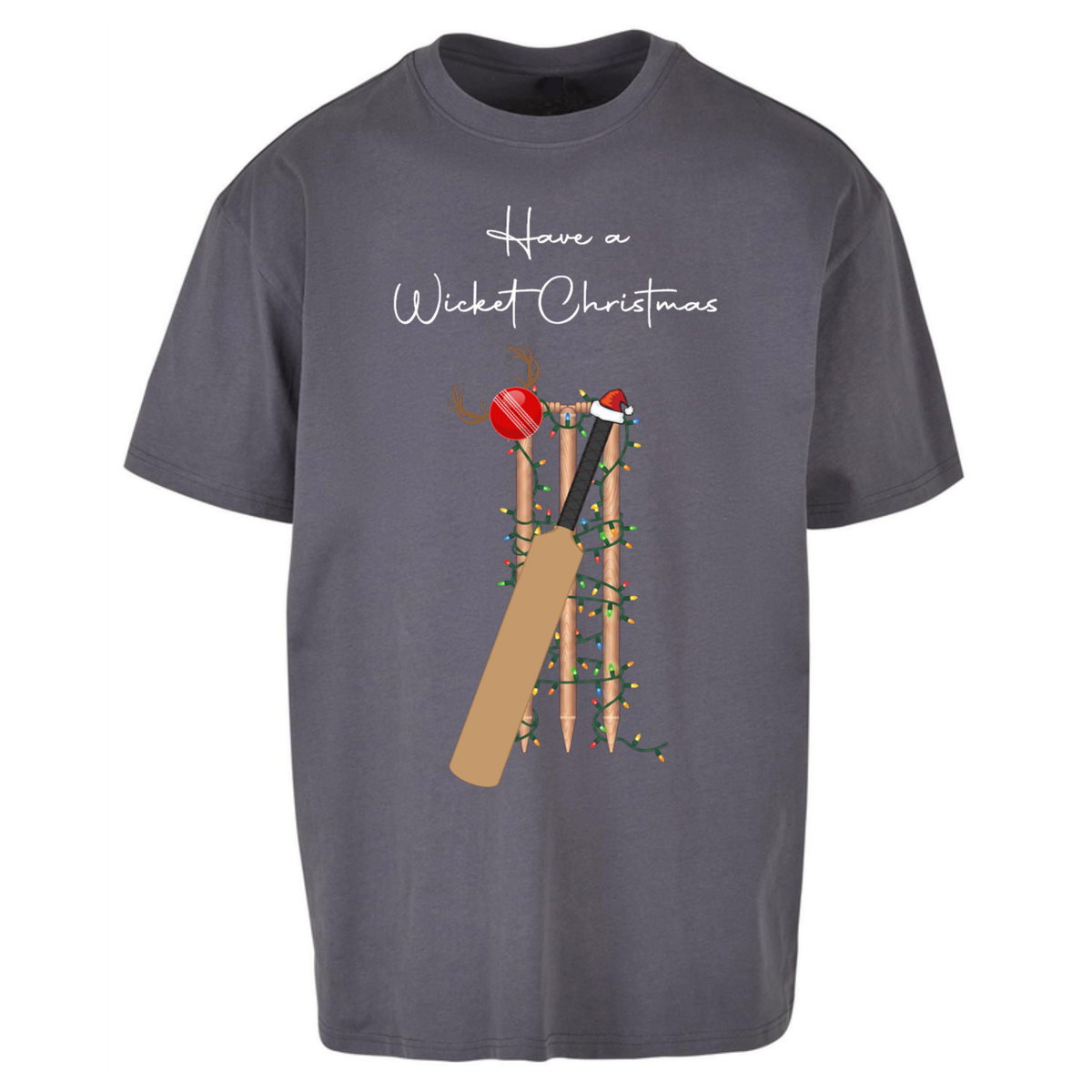 Cricket Bat Graphic Christmas Oversized T-Shirt