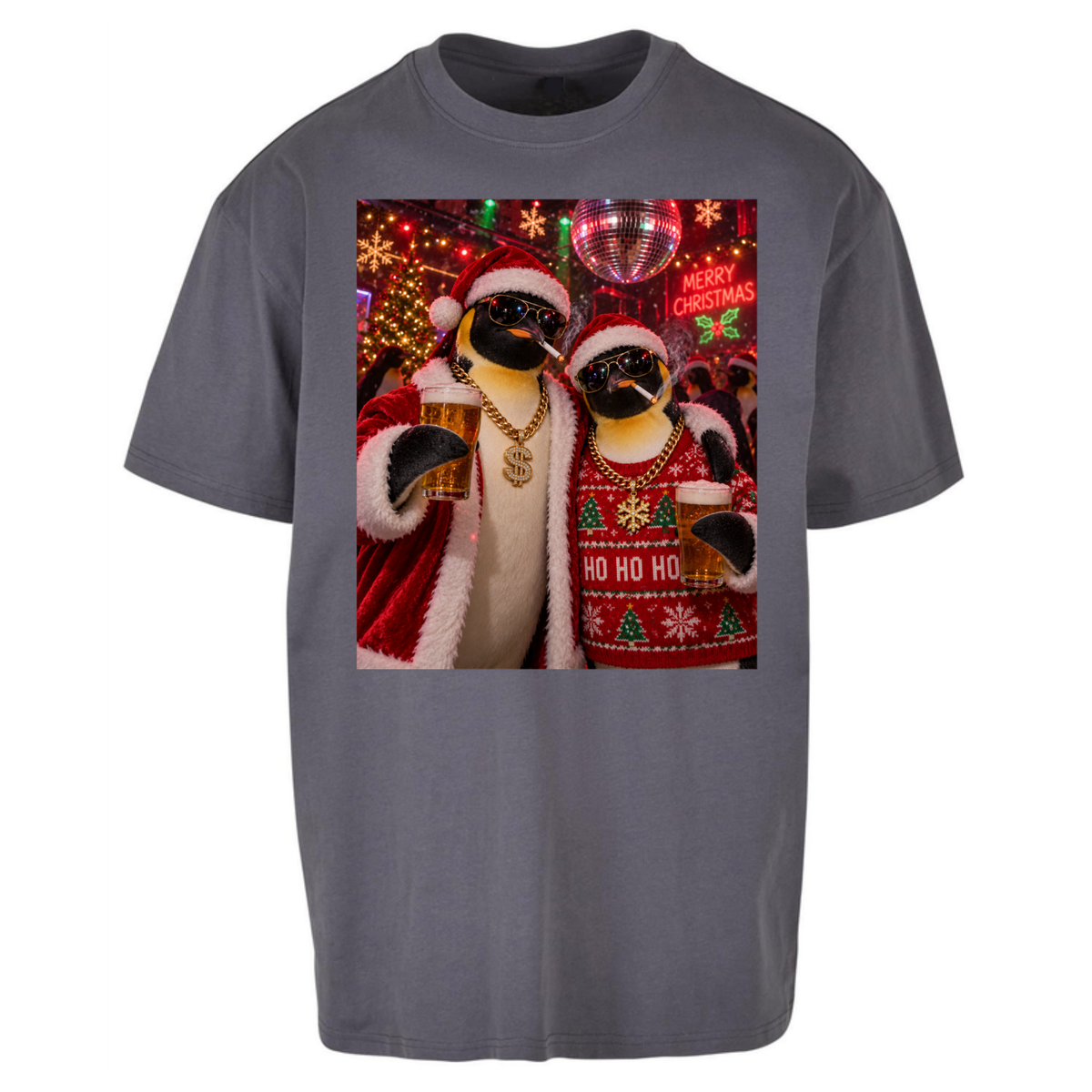 Penguin Christmas Oversized T-Shirt