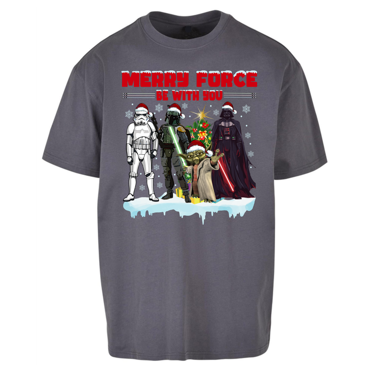 Merry Force Be With You Christmas Oversized T-Shirt
