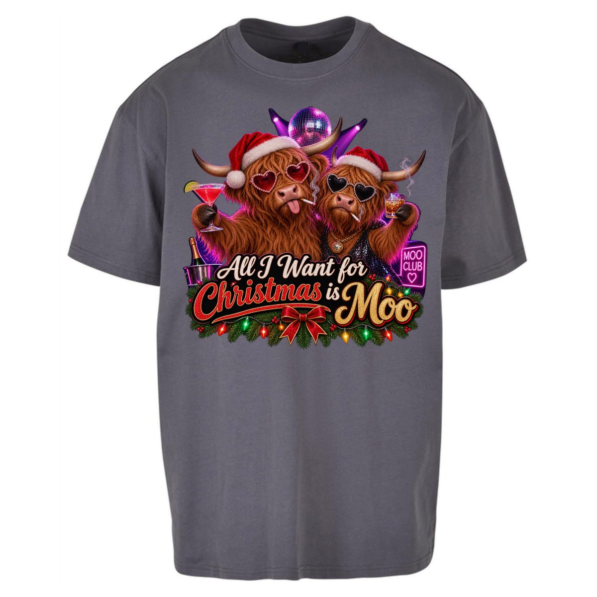 Highland Cow Christmas Oversized T-Shirt