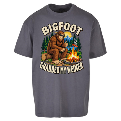 Bigfoot Grabbed My Weiner Camping Oversized T-Shirt