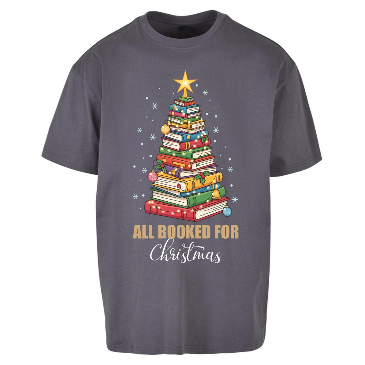 Book Tree Christmas Oversized T-Shirt
