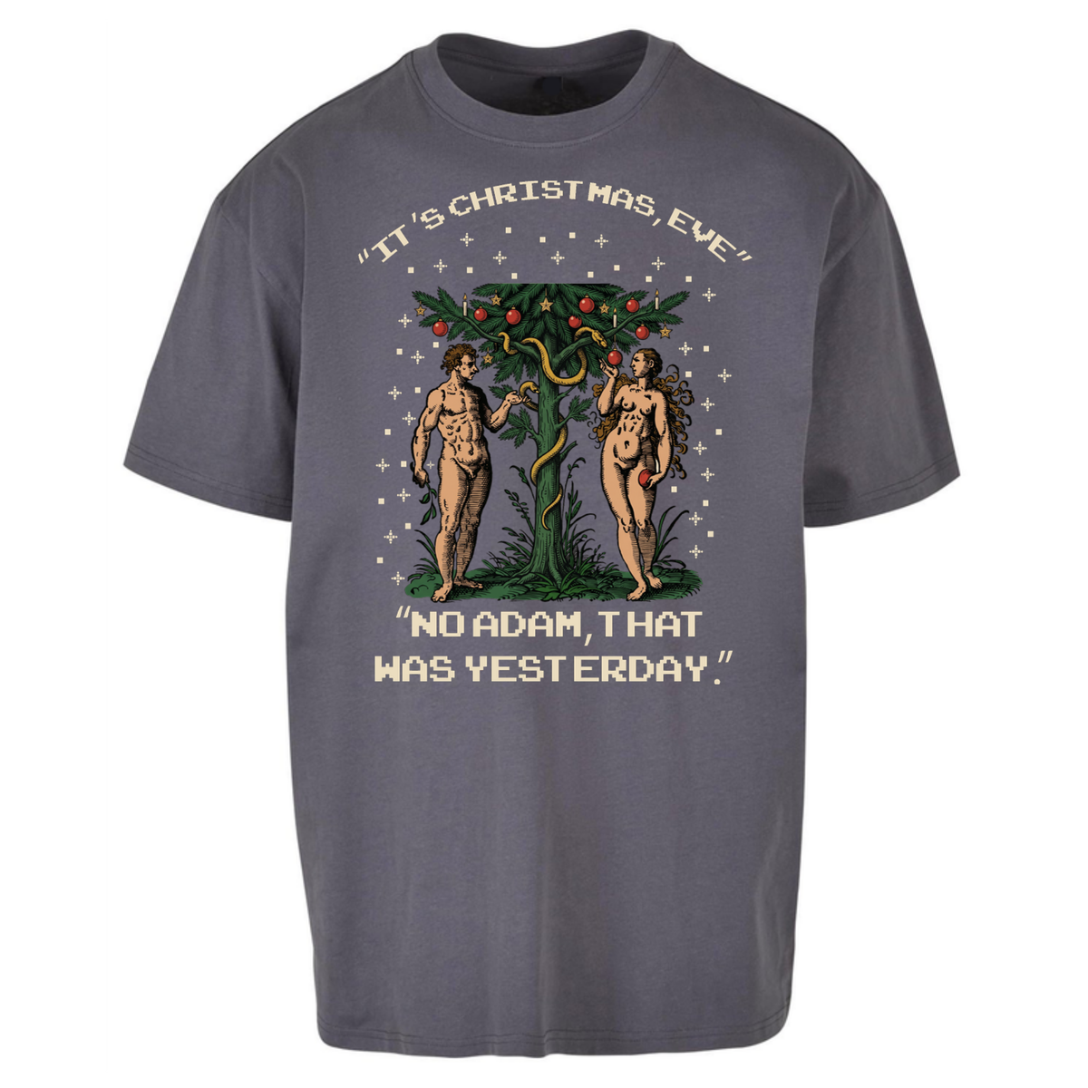 Adam & Eve Christmas Jumper Oversized T-Shirt