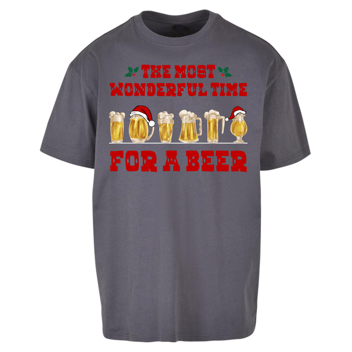 Festive Pint Graphic Oversized T-Shirt