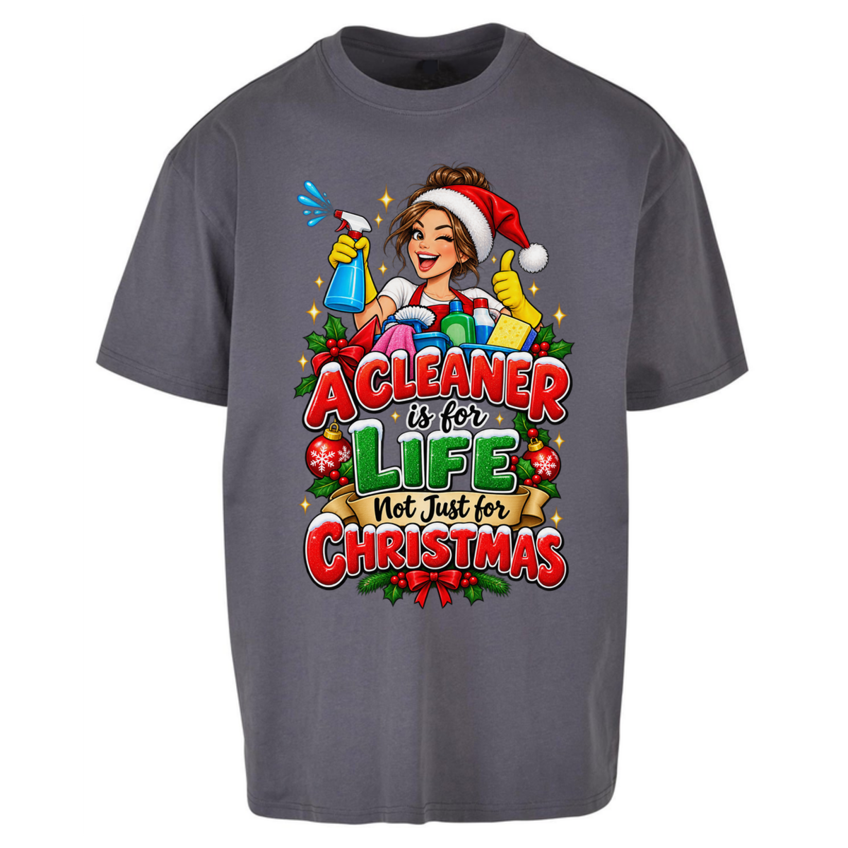 Cleaner Christmas Oversized T-Shirt
