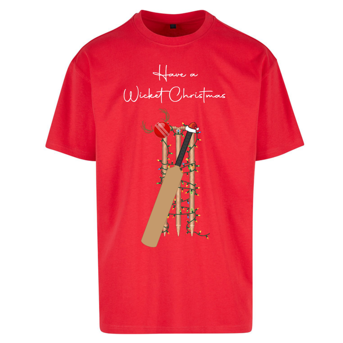 Cricket Bat Graphic Christmas Oversized T-Shirt