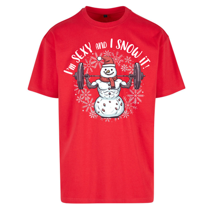 Gym Snowman Graphic Christmas Oversized T-Shirt