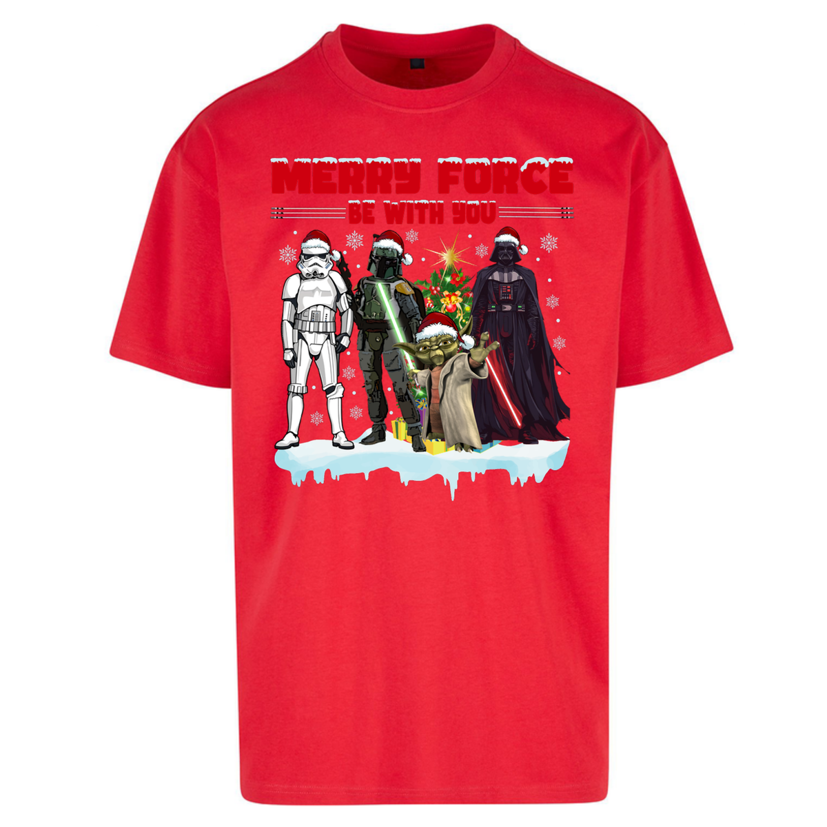 Merry Force Be With You Christmas Oversized T-Shirt