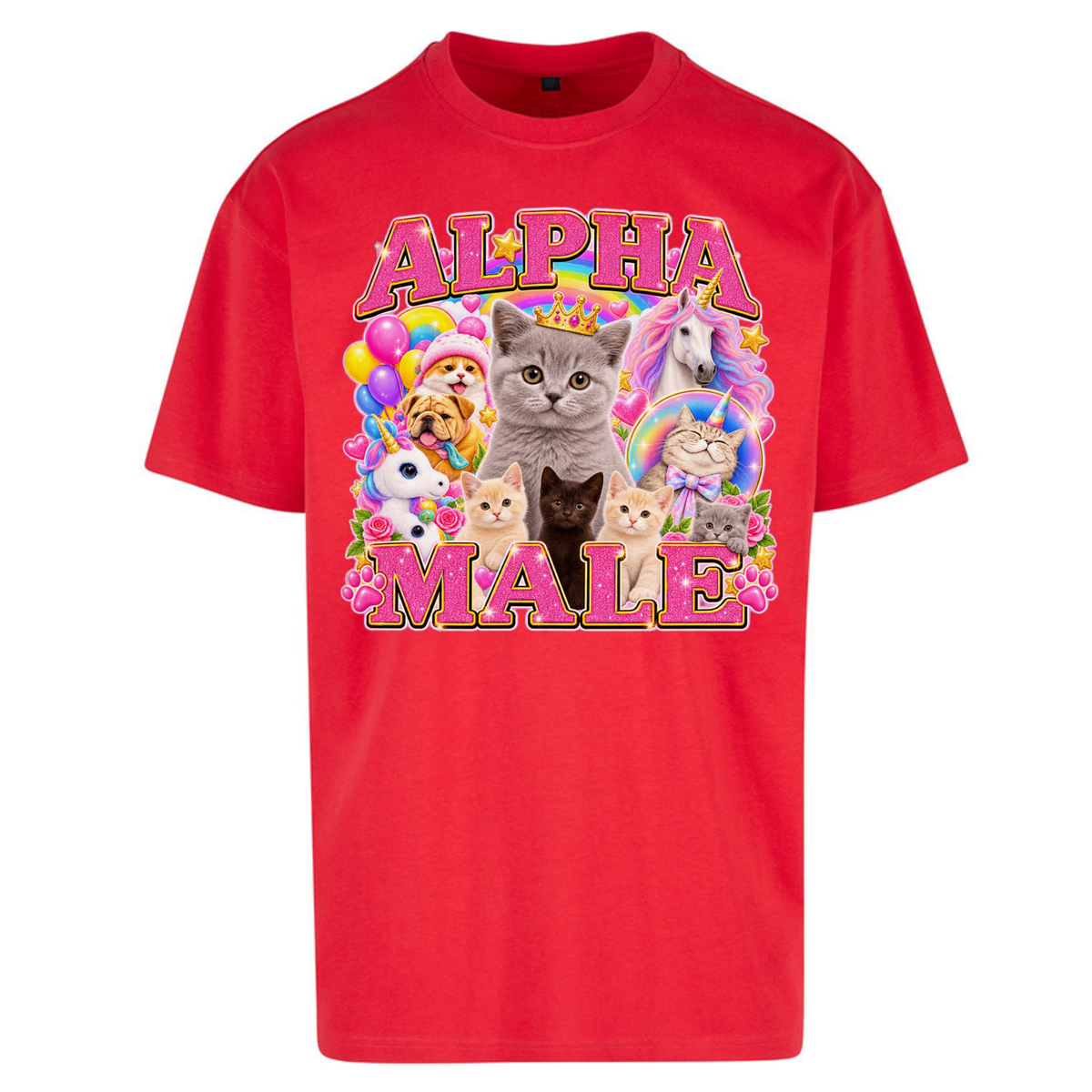 Alpha Male Funny Kitten Unicorn Oversized T-Shirt