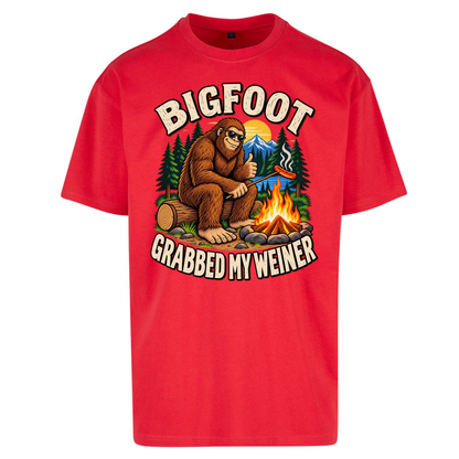 Bigfoot Grabbed My Weiner Camping Oversized T-Shirt