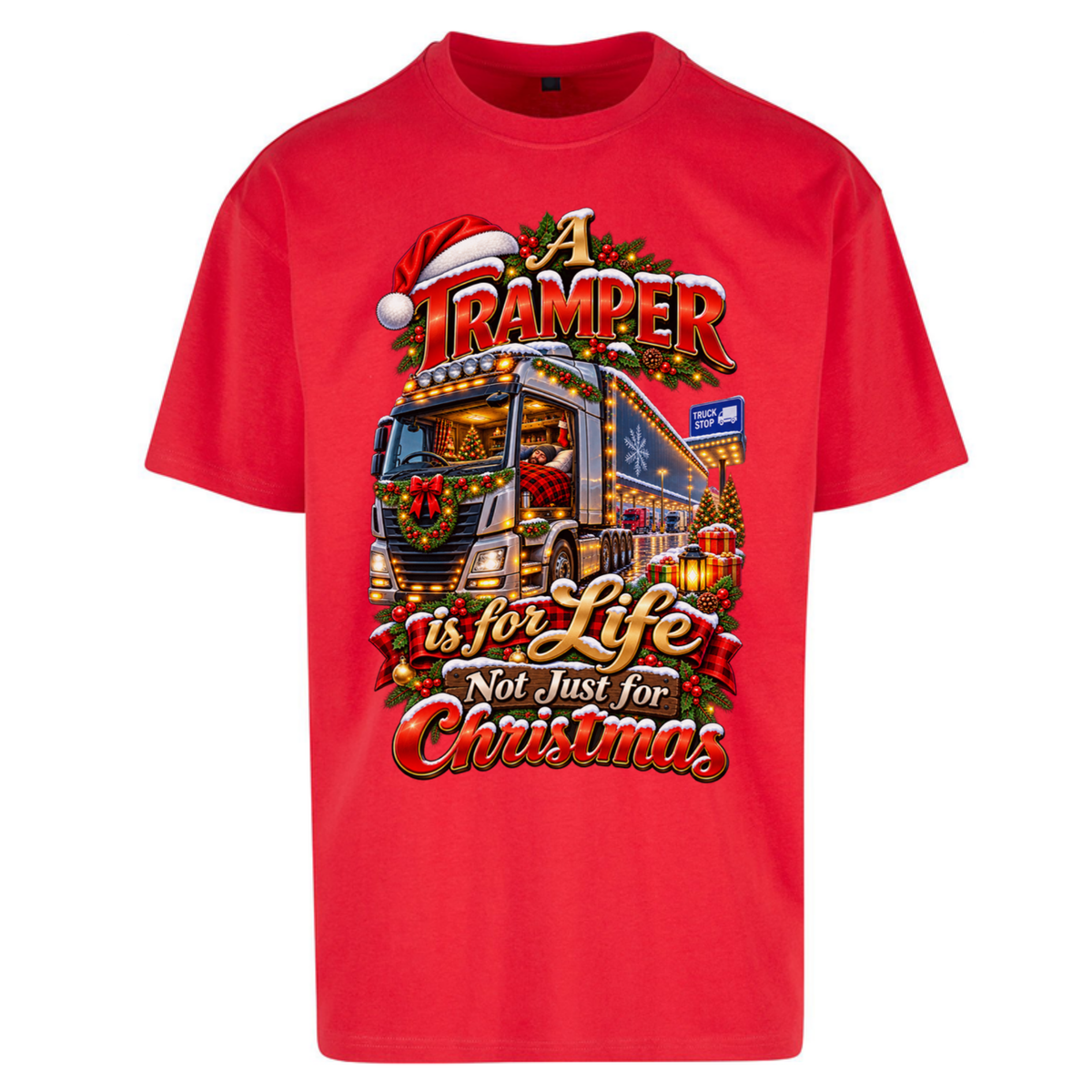 Trucker Christmas Oversized T-Shirt