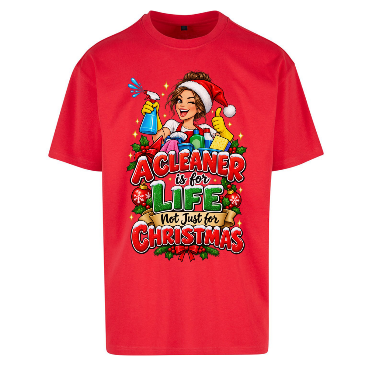 Cleaner Christmas Oversized T-Shirt