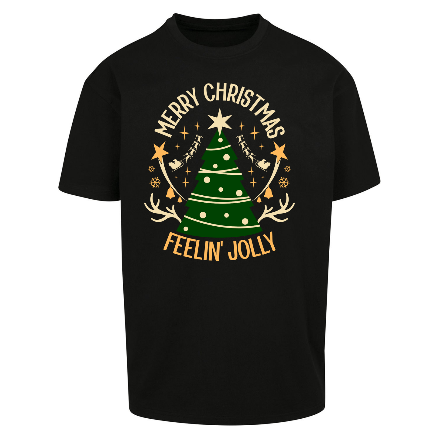 Merry Christmas Feeling Jolly Christmas Oversized T Shirts