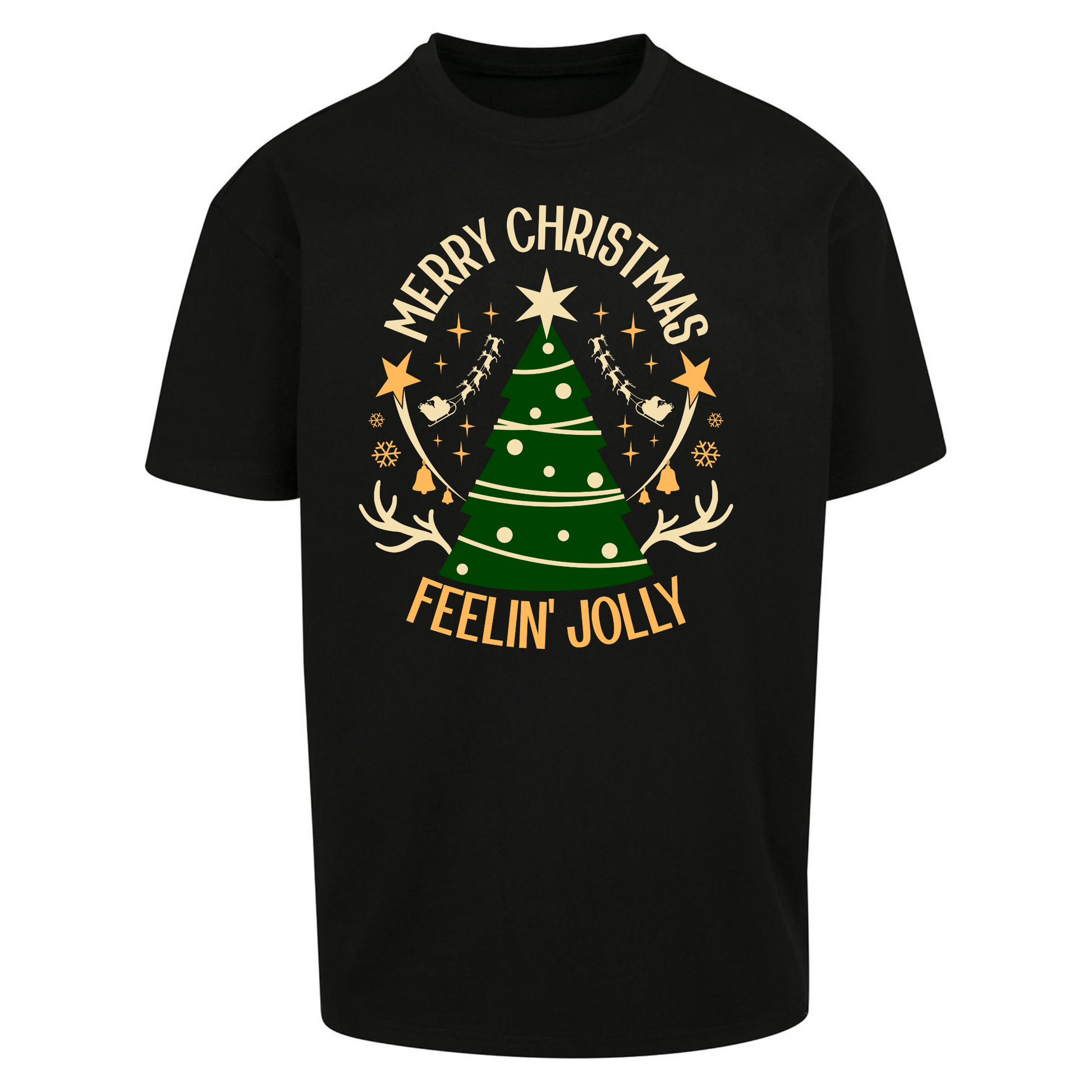 Merry Christmas Feeling Jolly Christmas Oversized T Shirts