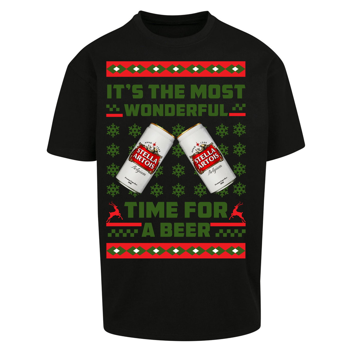 Its The Most Wonderful Time for A Beer Stella Christmas Oversized T Shirts
