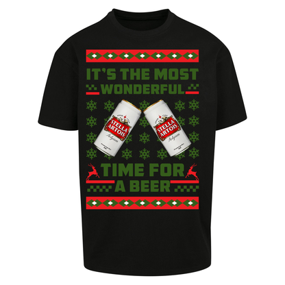 Its The Most Wonderful Time for A Beer Stella Christmas Oversized T Shirts