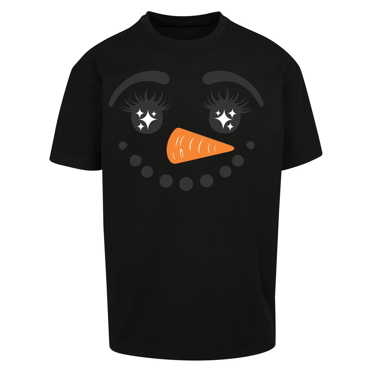 Snowman Face Christmas Oversized T Shirts