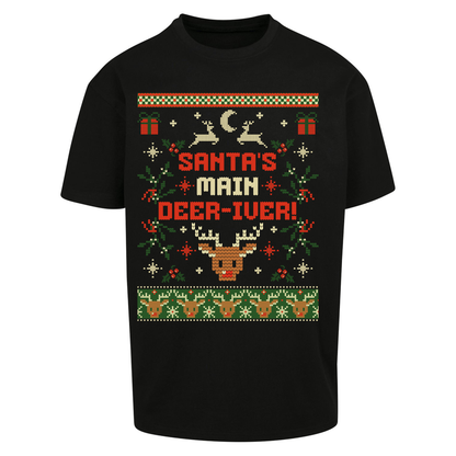 Santas Main Deer iver Christmas Oversized T Shirts