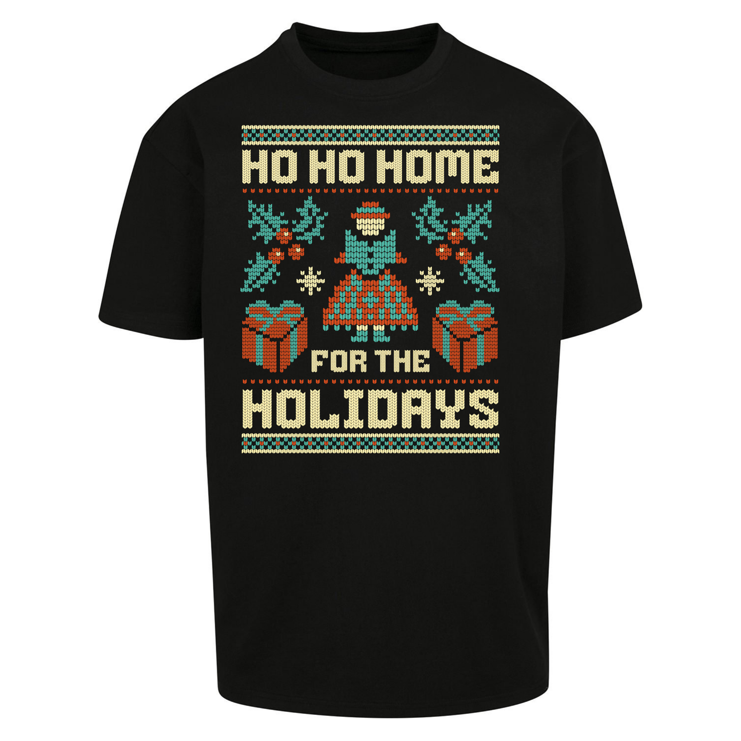 HO HO Home For the Holidays Christmas Oversized T Shirts