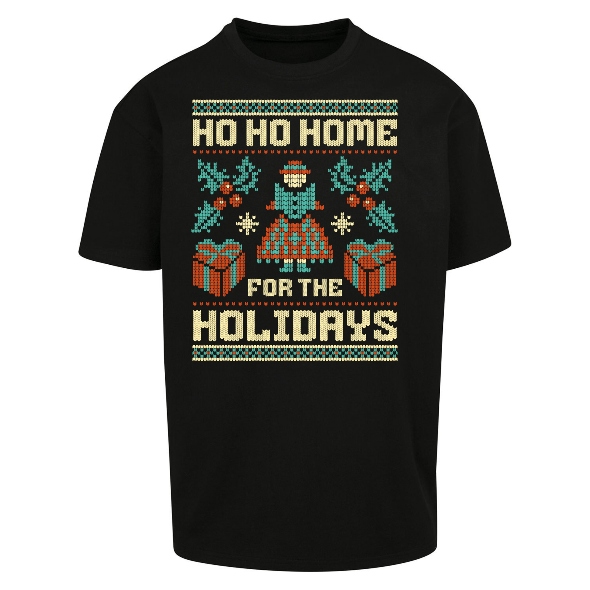 HO HO Home For the Holidays Christmas Oversized T Shirts