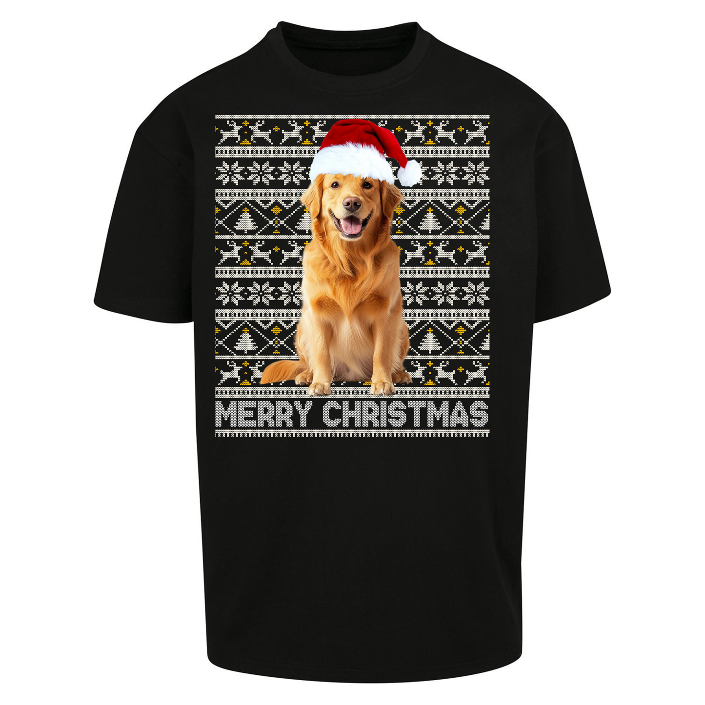 Merry Christmas Dog Oversized T Shirts