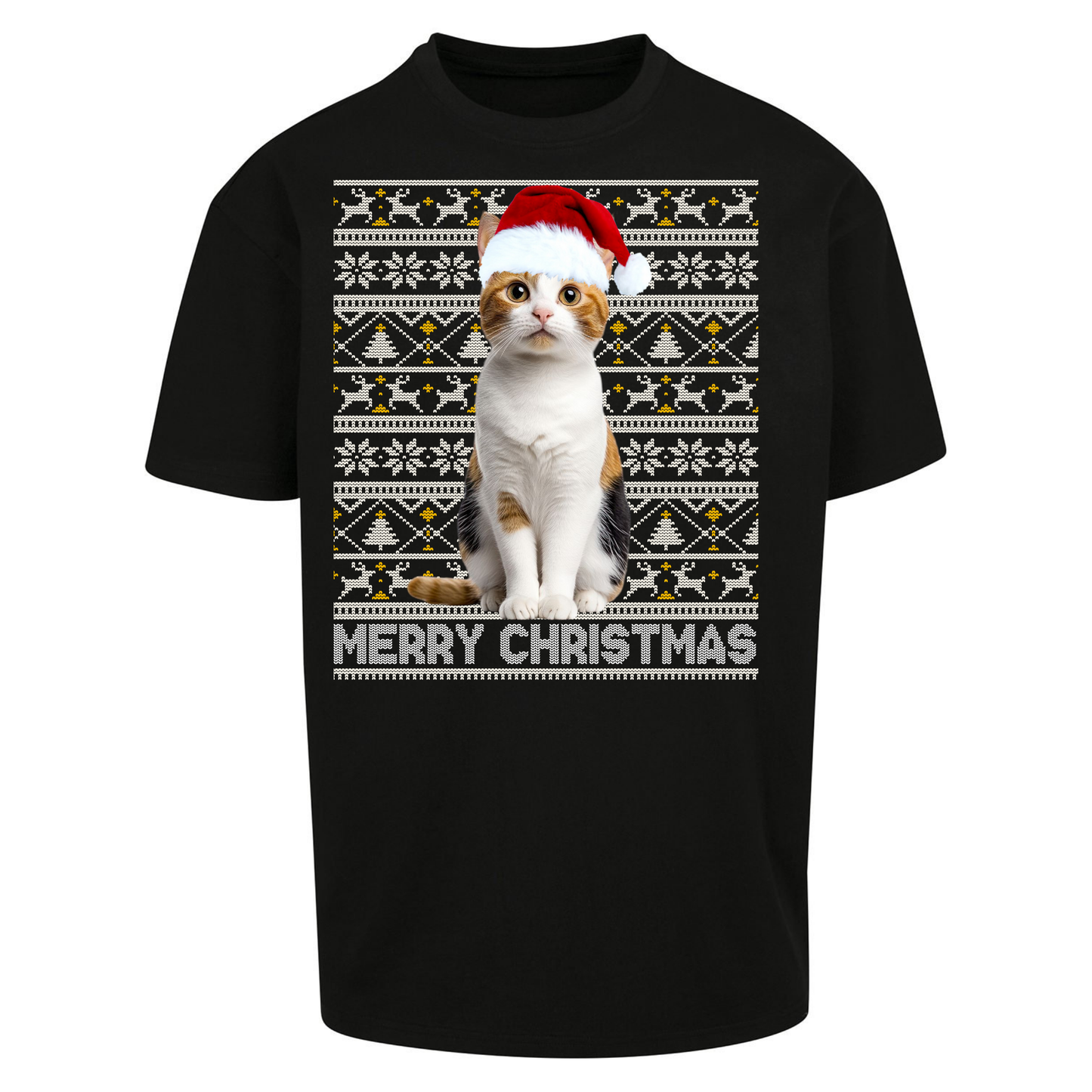 Merry Christmas Cat Oversized T Shirts