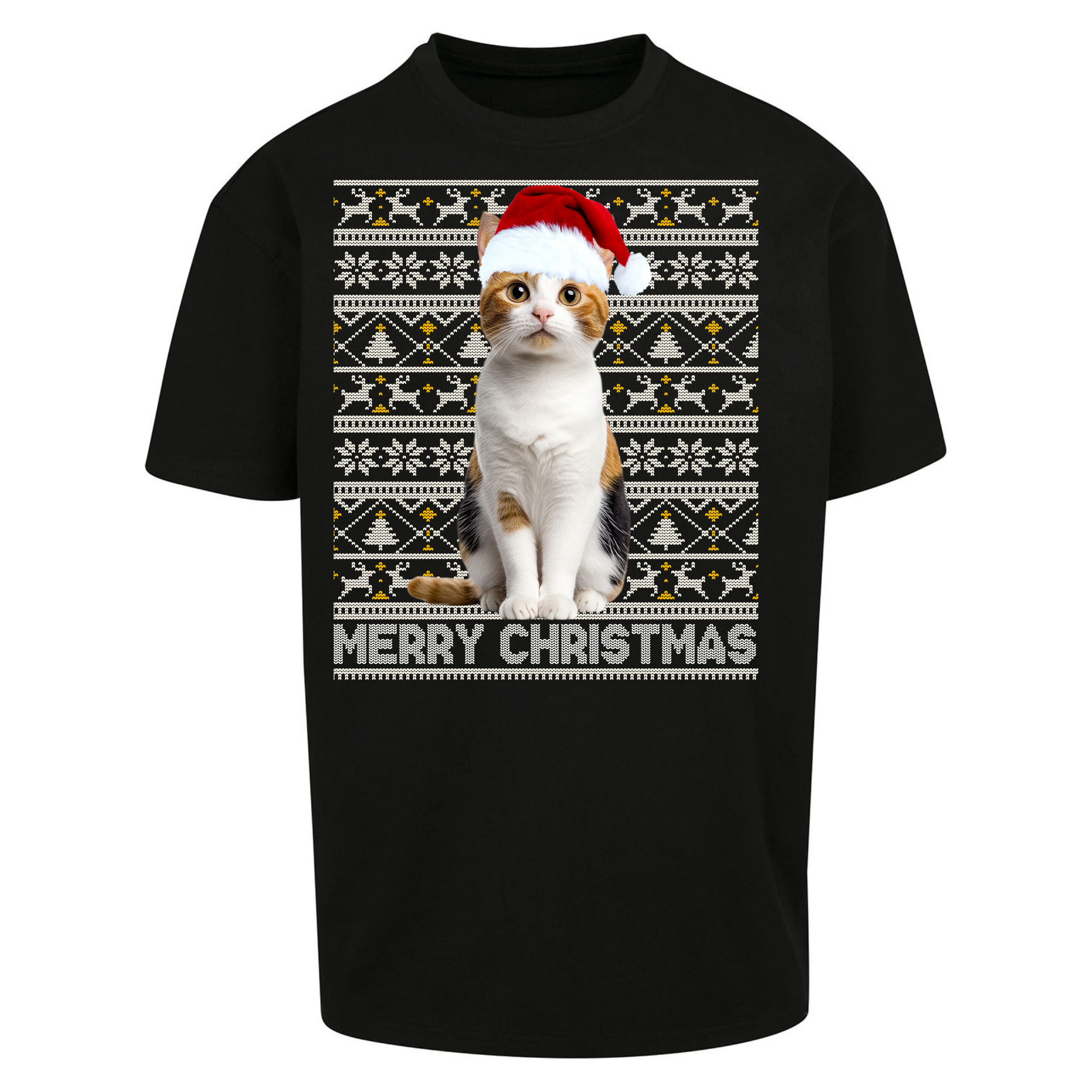 Merry Christmas Cat Oversized T Shirts