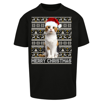 Merry Christmas Cat Oversized T Shirts