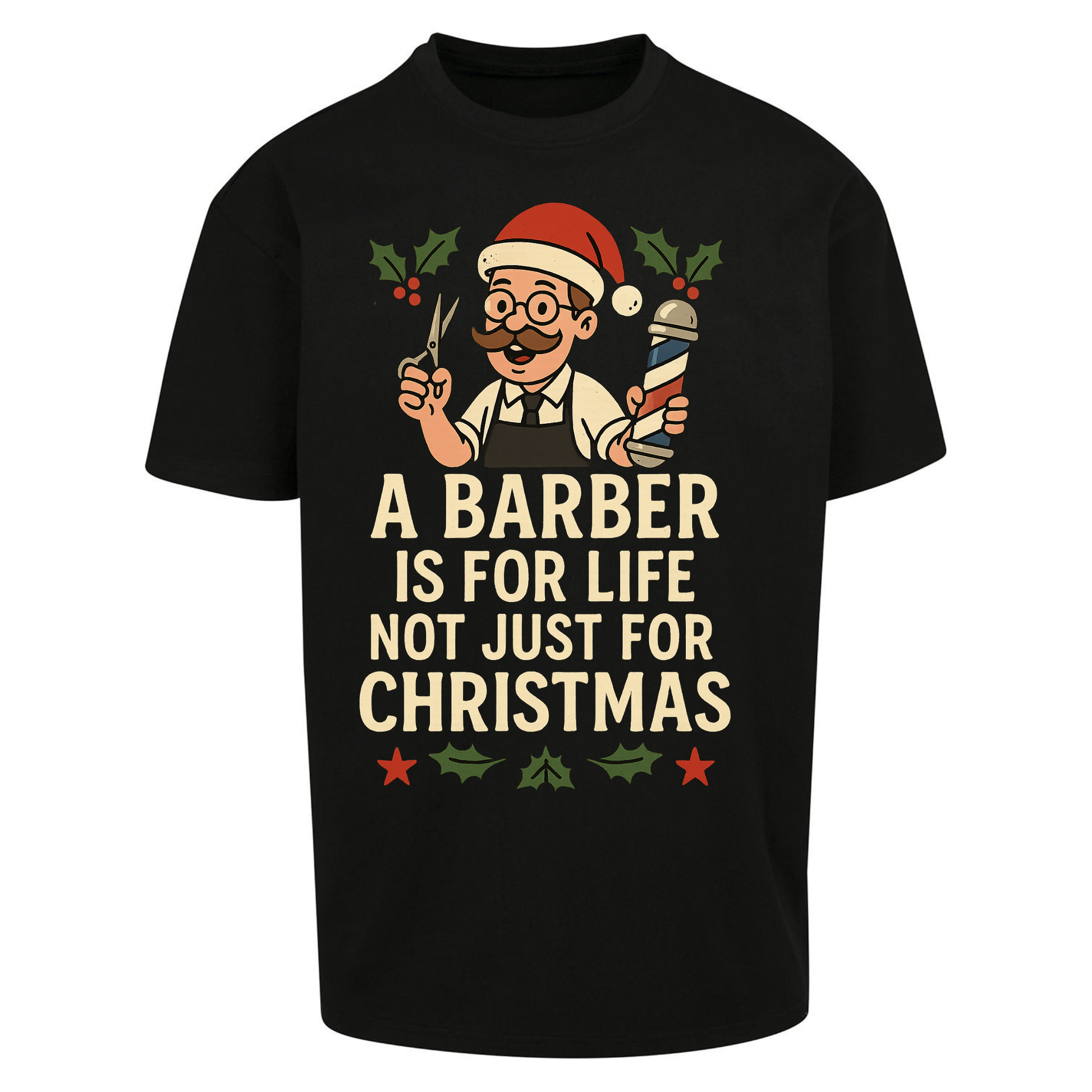 Barber Christmas Oversized T Shirts