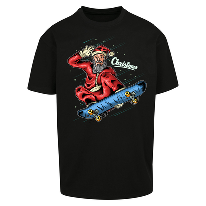 Santa Skateboarding Christmas Oversized T Shirts