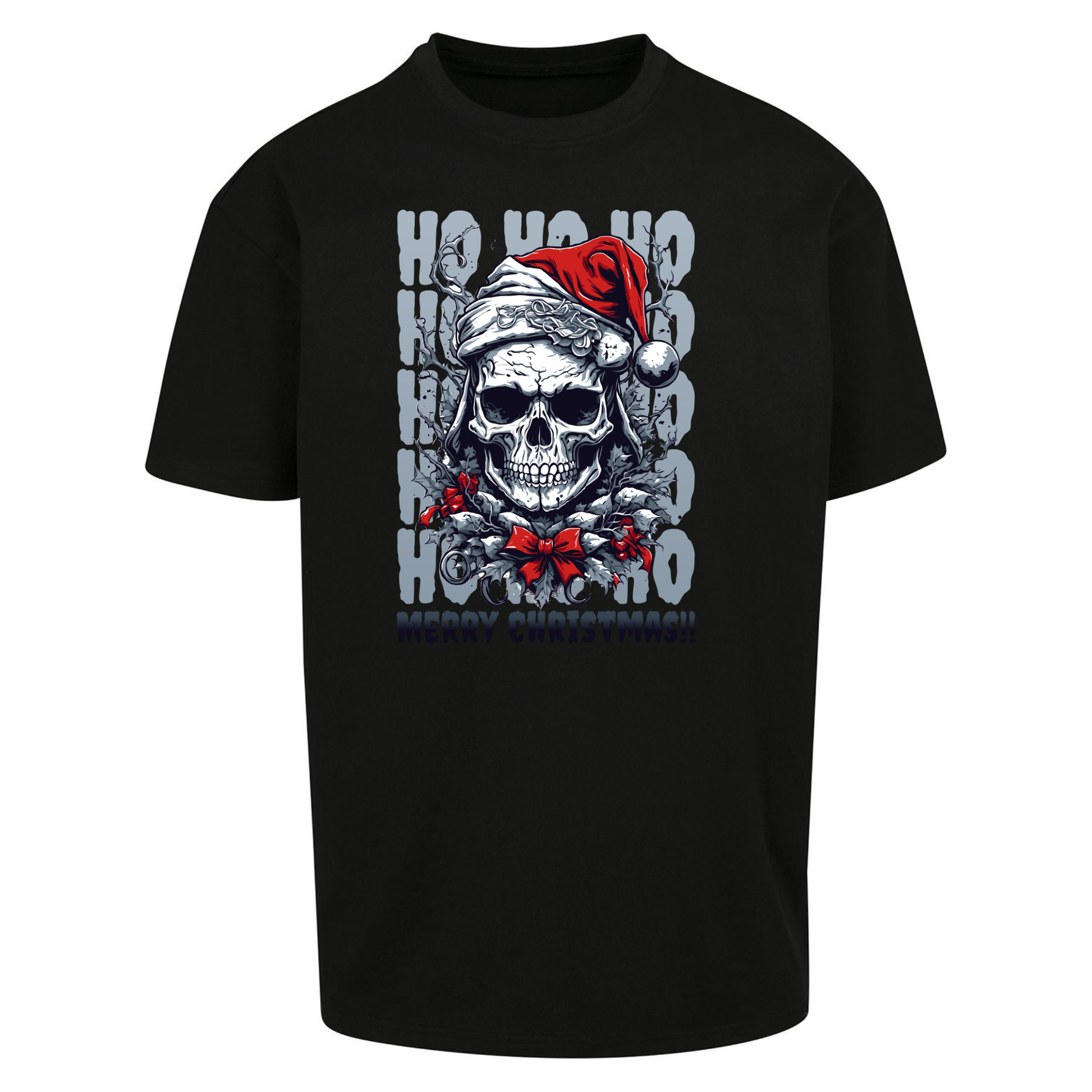 HO HO HO Santa Skelington Christmas Oversized T Shirts