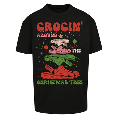 Crockin Around the Christmas Tree Christmas Oversized T Shirts