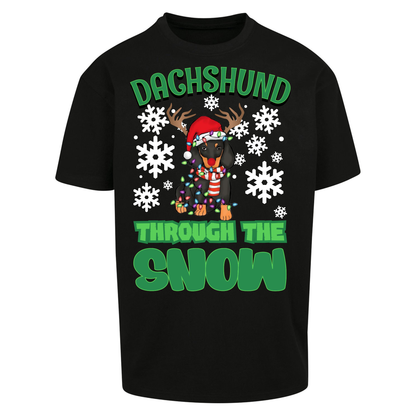 Dachshund Through The Snow Christmas Oversized T Shirts