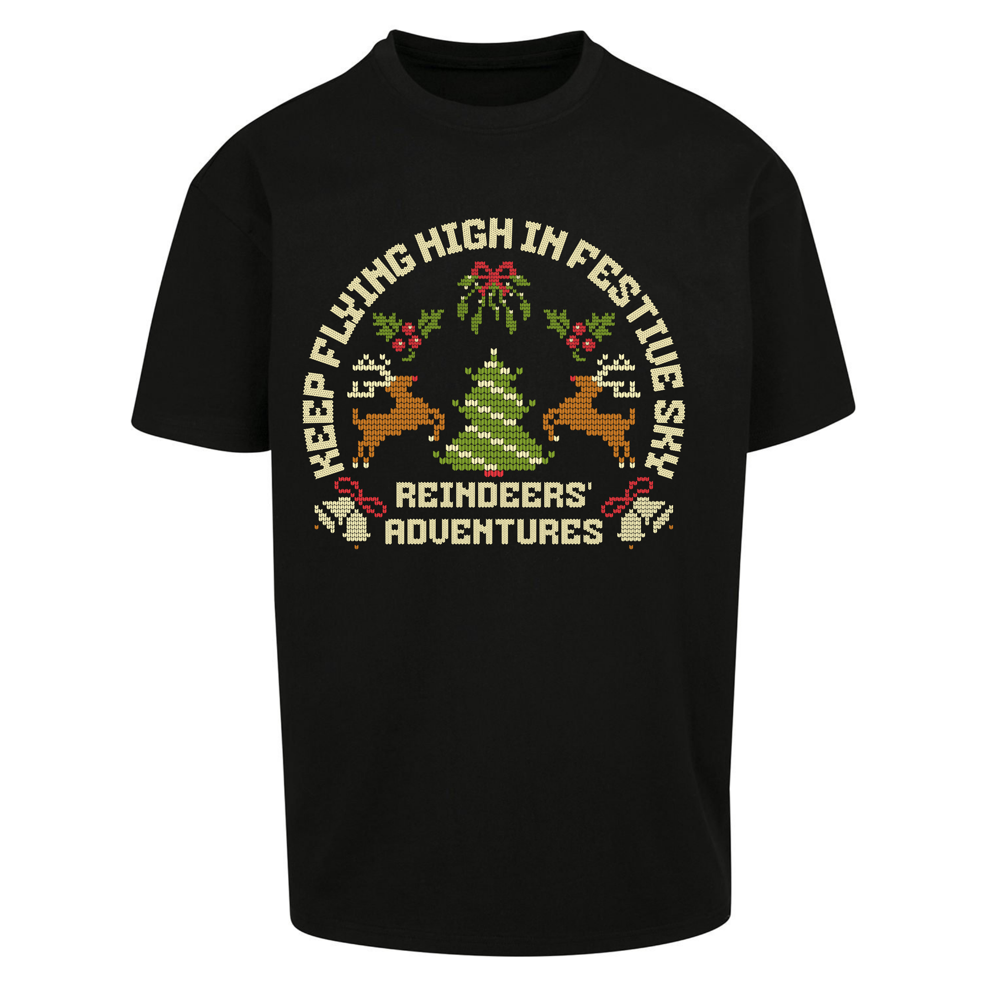 Keep Flying High In Festive Sky Christmas Oversized T Shirts