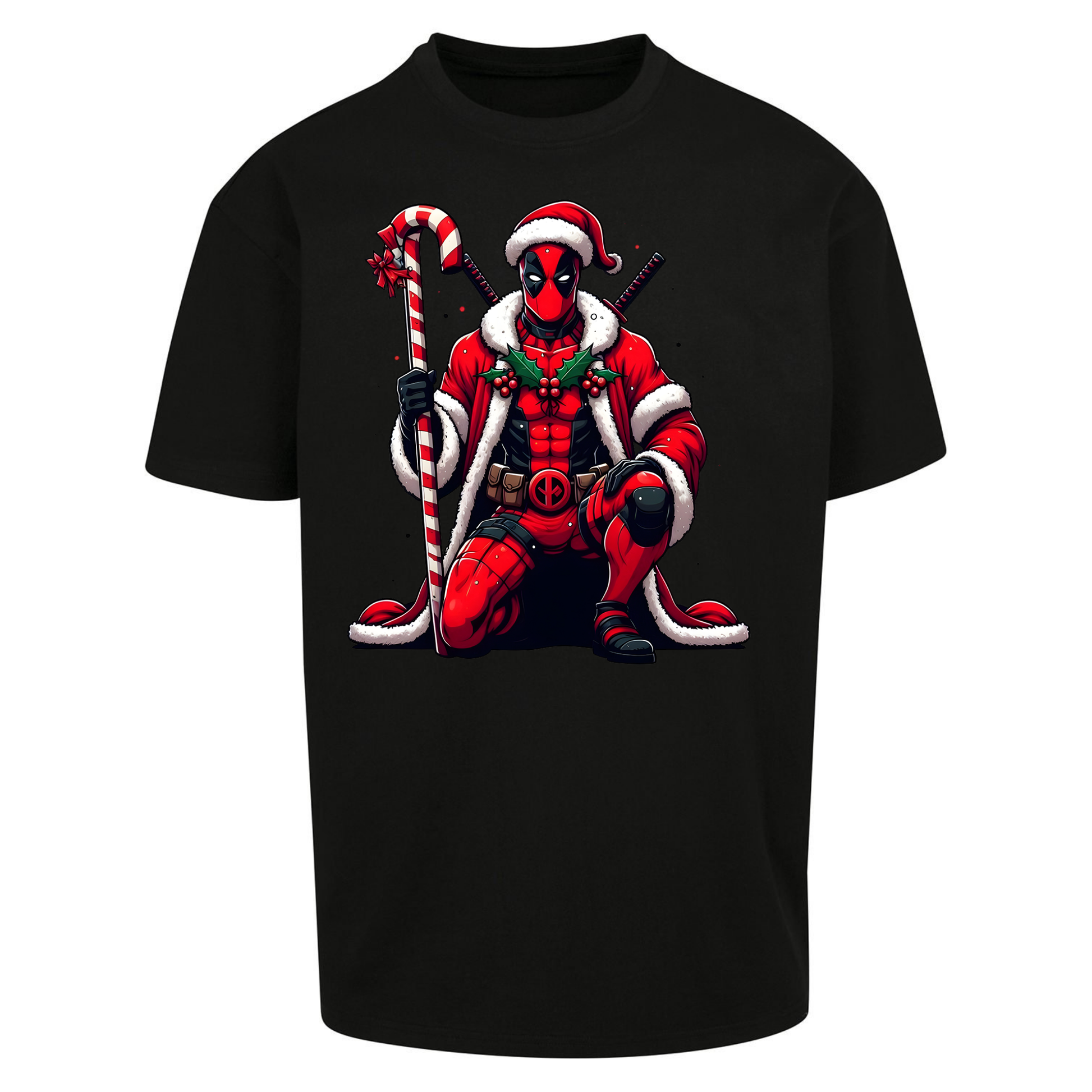 DeadPool Candy Cane Santa Oversized T Shirts
