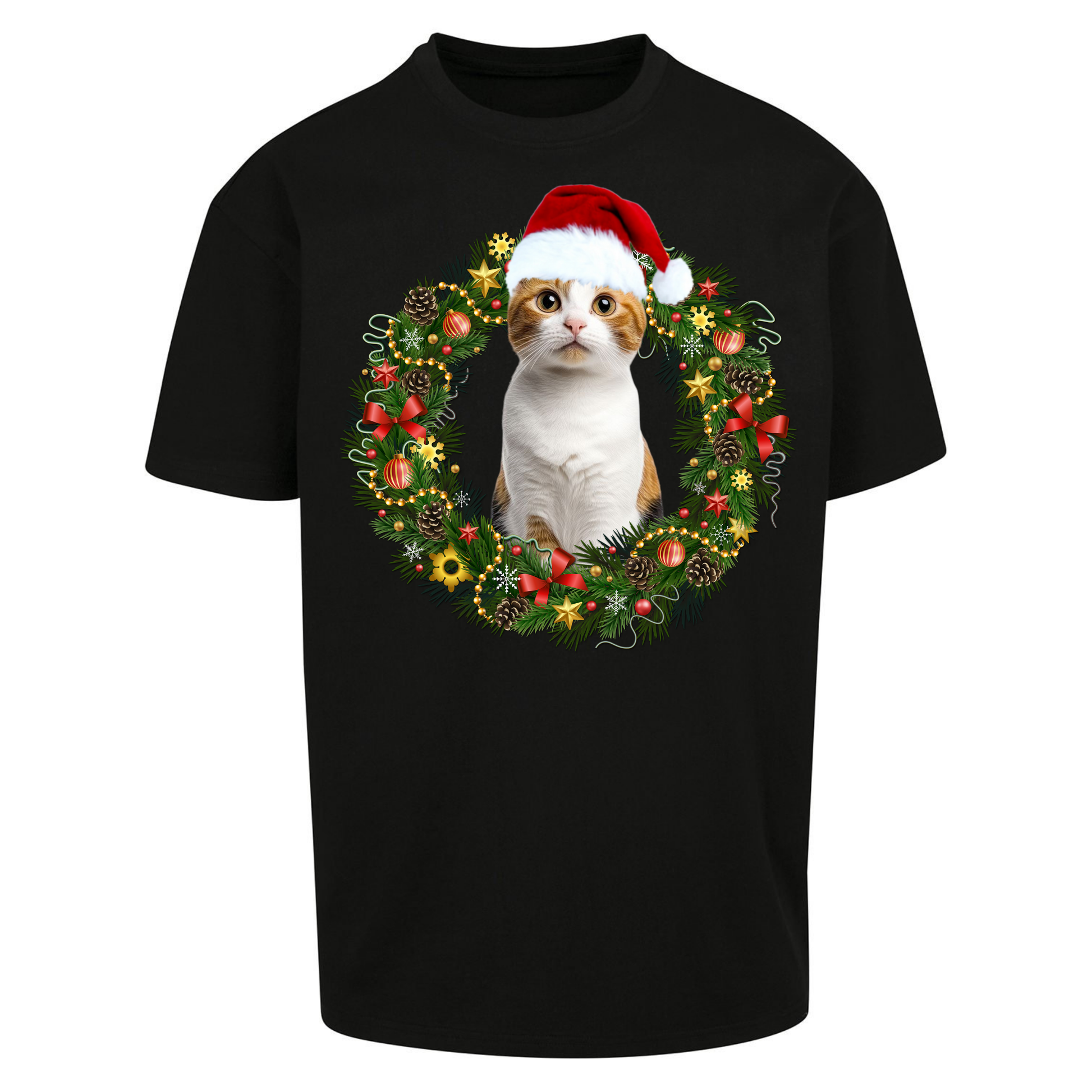 Cat Christmas Oversized T Shirts
