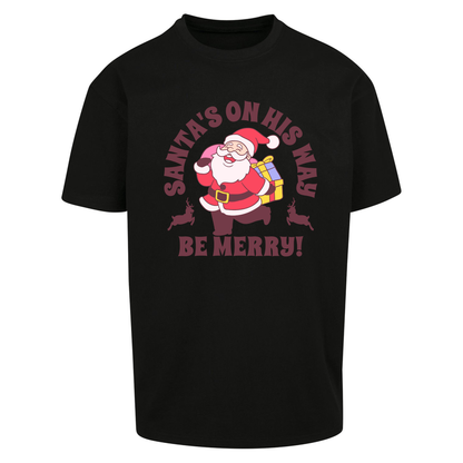 Santa's On His Way Christmas Oversized T Shirts