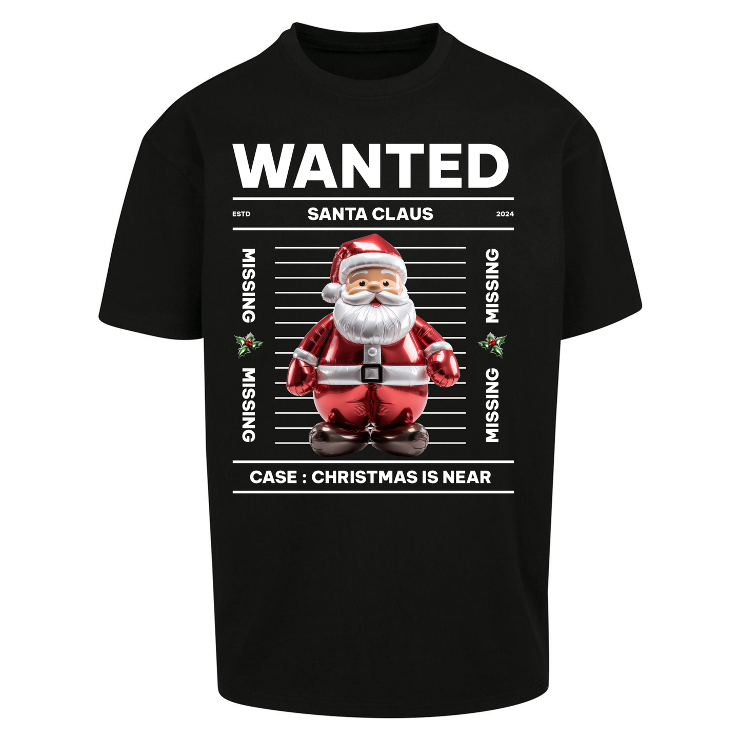 Wanted Santa Claus Christmas Oversized T Shirts