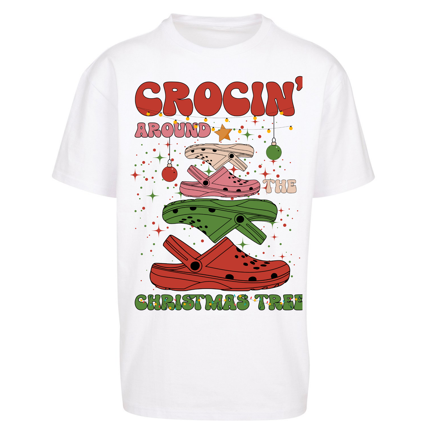 Crockin Around the Christmas Tree Christmas Oversized T Shirts