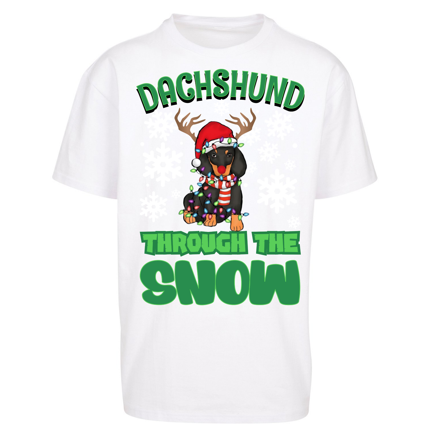 Dachshund Through The Snow Christmas Oversized T Shirts