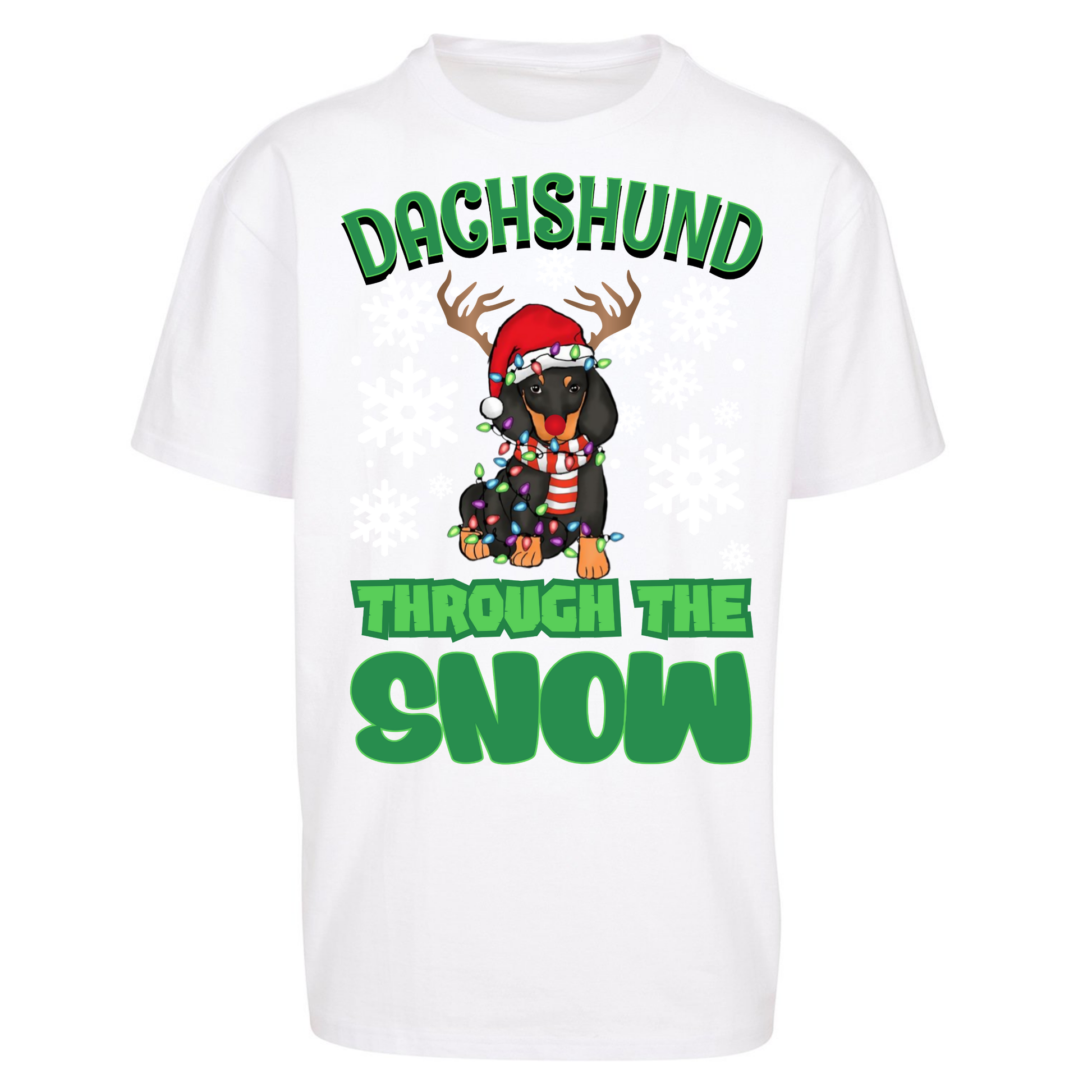 Dachshund Through The Snow Christmas Oversized T Shirts