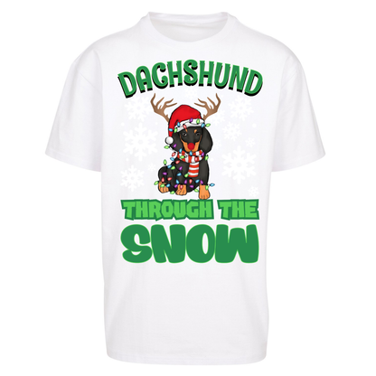Dachshund Through The Snow Christmas Oversized T Shirts
