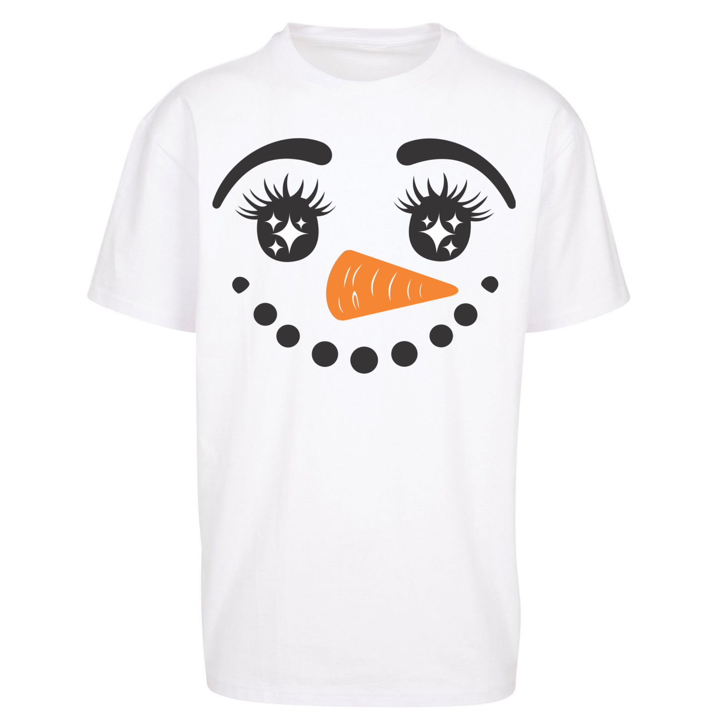 Snowman Face Christmas Oversized T Shirts