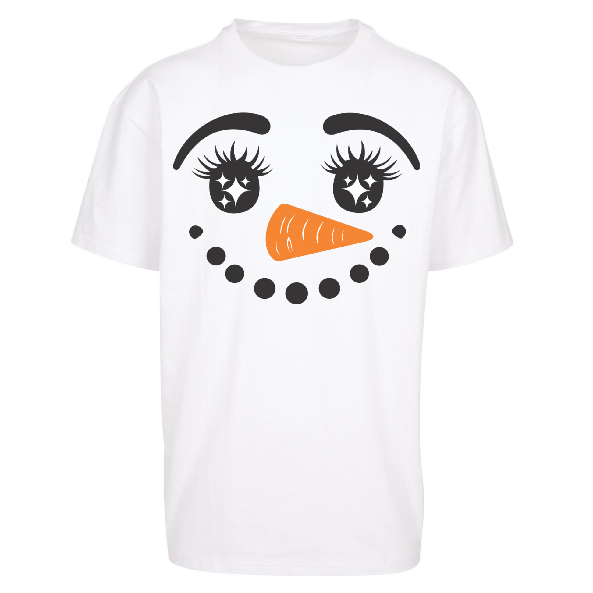 Snowman Face Christmas Oversized T Shirts