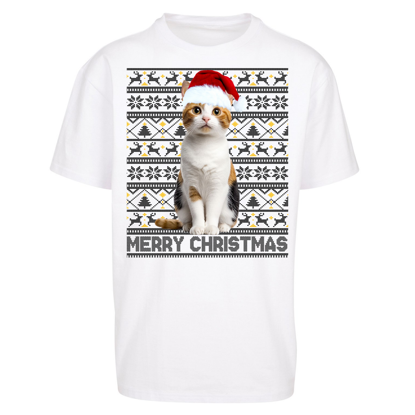 Merry Christmas Cat Oversized T Shirts