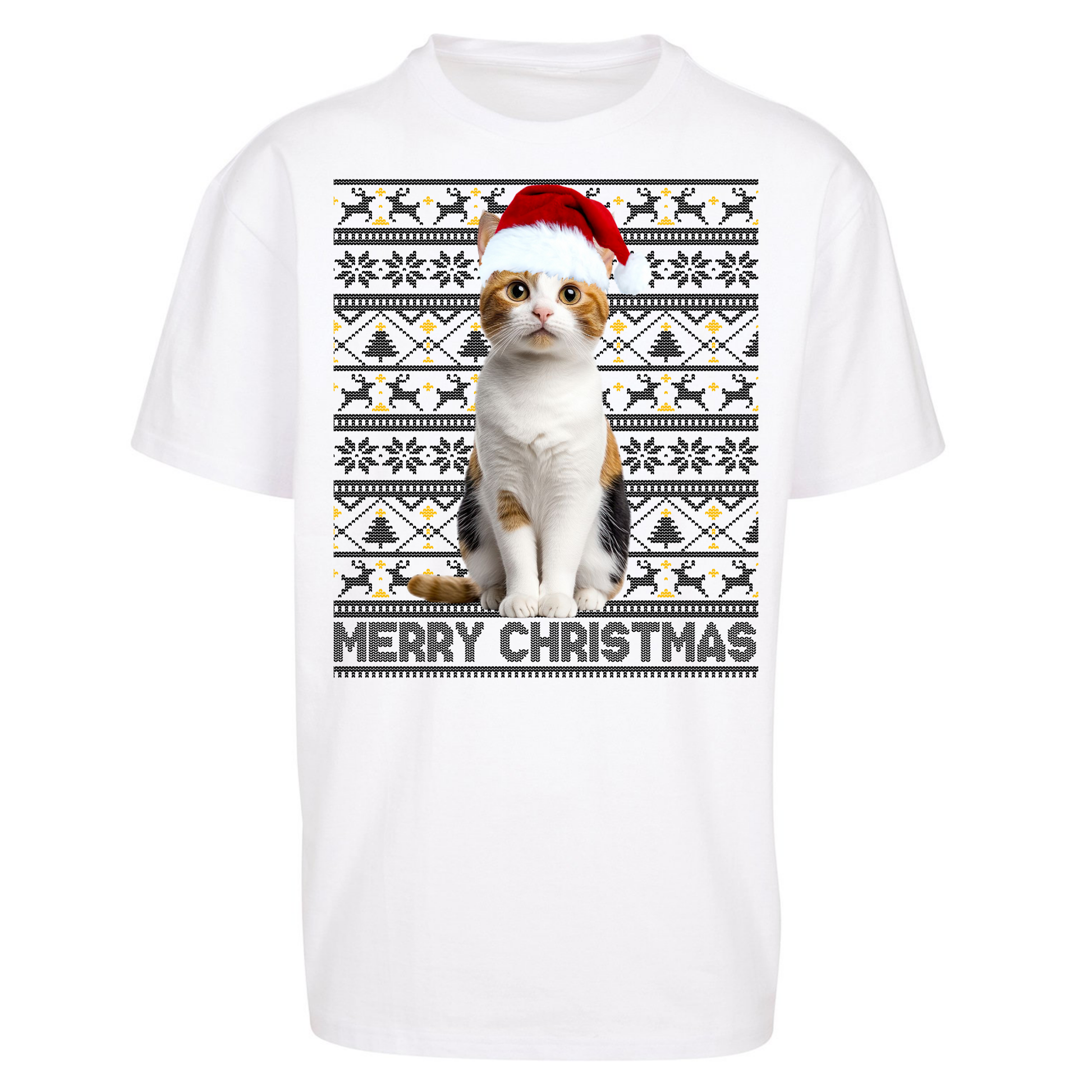 Merry Christmas Cat Oversized T Shirts