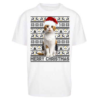 Merry Christmas Cat Oversized T Shirts