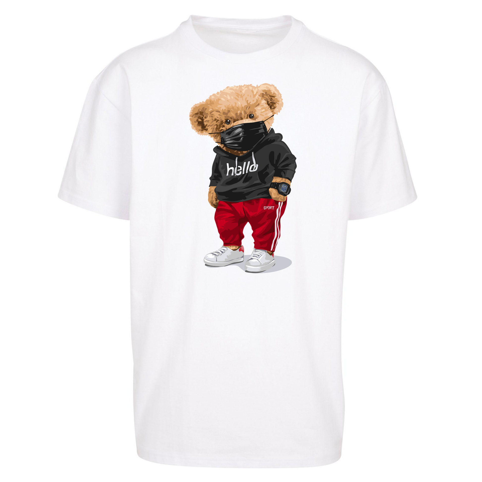 Teddy Bear Hello Streetwear Oversized T Shirts