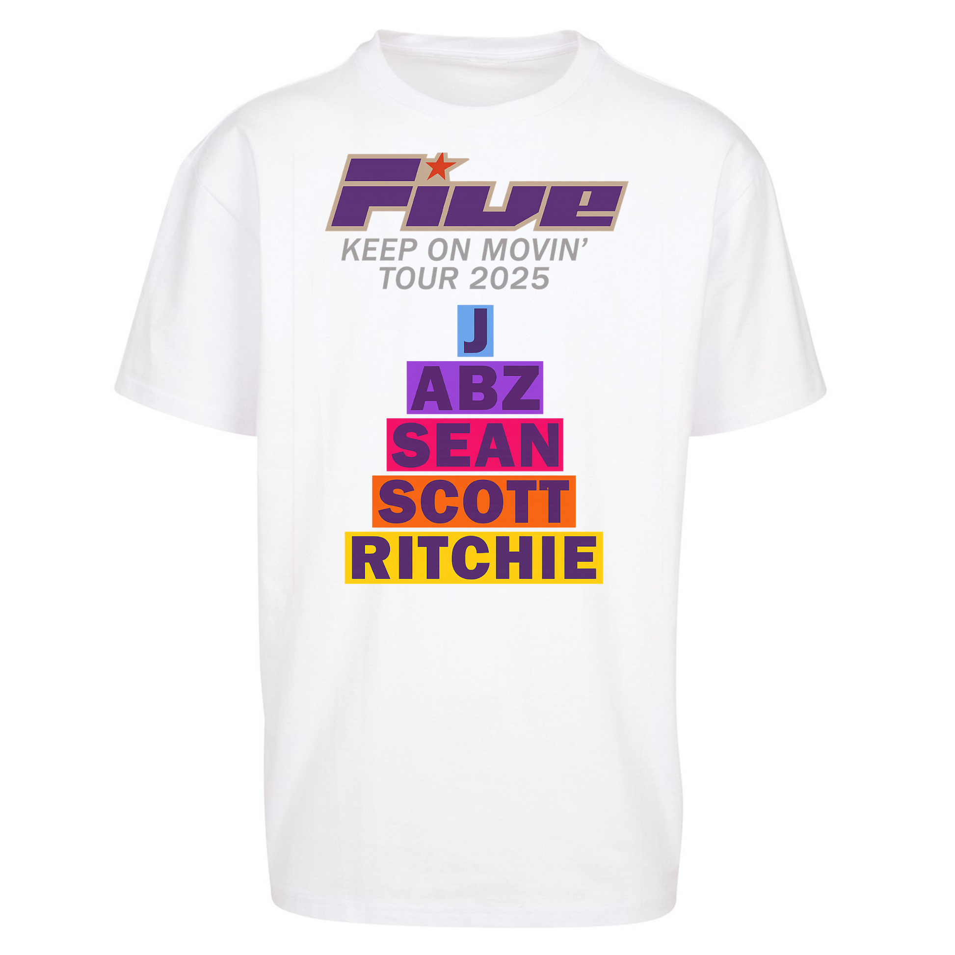 Five Keep On Movin' Tour 2025 Oversized T Shirts