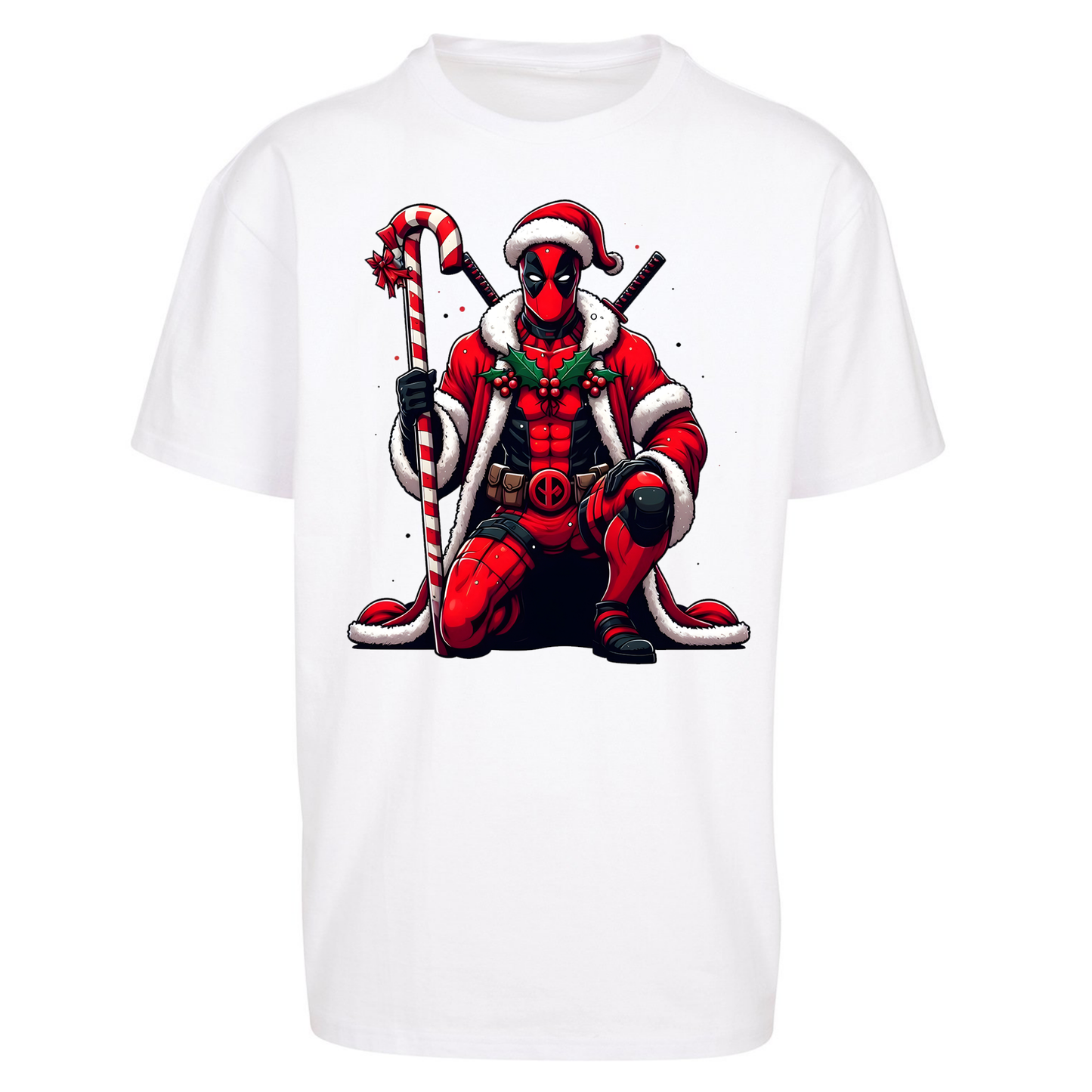 DeadPool Candy Cane Santa Oversized T Shirts